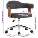 vidaXL Chaises pivotantes à manger lot de 6 gris bois courbé et tissu