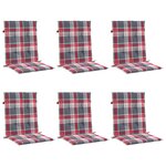 vidaXL Coussins de chaise de jardin à dossier bas lot de 6 rouge