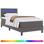 vidaXL Lit à ressorts avec matelas Gris 90 x 190 cm Simili cuir