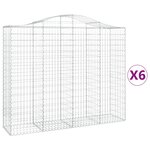 vidaXL Paniers à gabions arqués 6 Pièces 200x50x160/180 cm Fer galvanisé