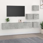 vidaXL Meuble TV mural Gris béton Bois d'ingénierie