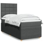 vidaXL Sommier à lattes de lit avec matelas Gris foncé 90x200 cm Tissu