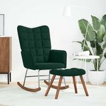 vidaXL Chaise à bascule avec tabouret en velours vert foncé