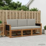 vidaXL Ensemble de canapés d'extérieur 3 pc Naturel et gris clair