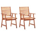 vidaXL Chaises à manger d'extérieur lot de 2 et coussins Acacia massif
