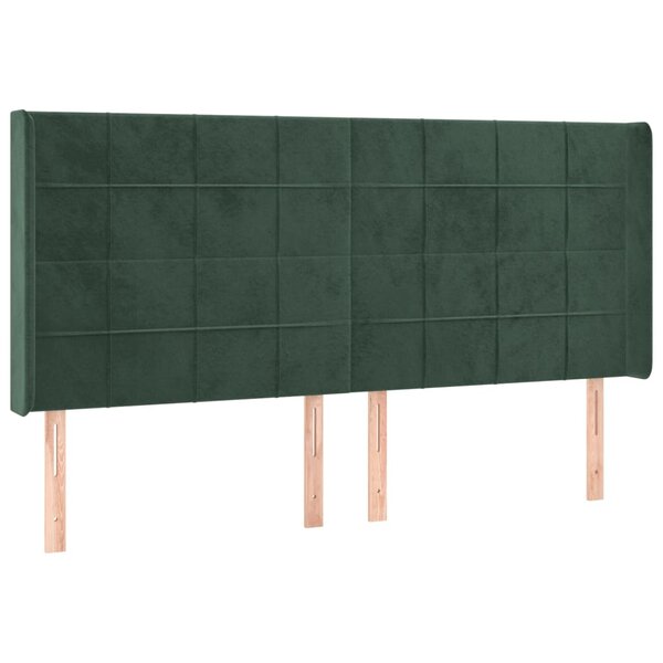 vidaXL Tête de lit avec oreilles Vert foncé 183x16x118/128 cm Velours