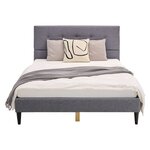 Lit rembourré 140x200 cm gris avec matelas
