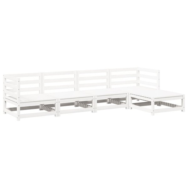vidaXL Salon de jardin 5 Pièces blanc bois massif de pin