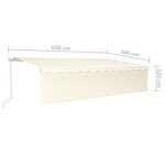 vidaXL Auvent manuel rétractable avec store 6x3 m Crème