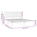 vidaXL Cadre de lit métal sans matelas et tête de lit blanc 135x190 cm