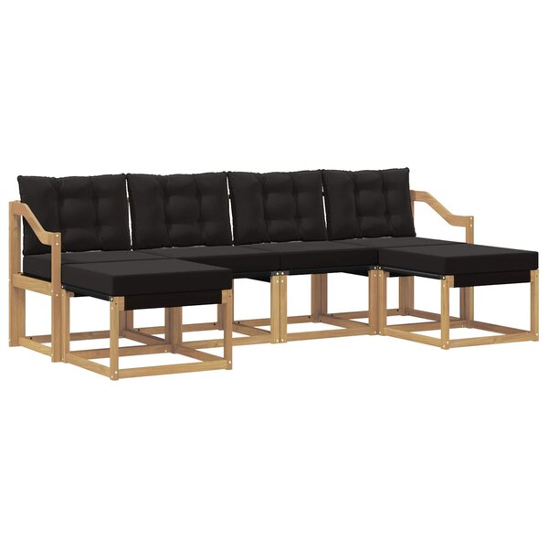 vidaXL Ensemble de canapés d'extérieur 6 Pièces Blanc et noir