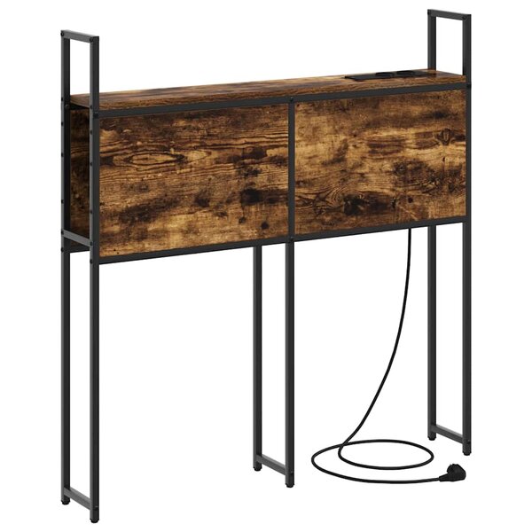vidaXL Headboard de Rangement avec Station de Charge Chêne fumé 90 cm