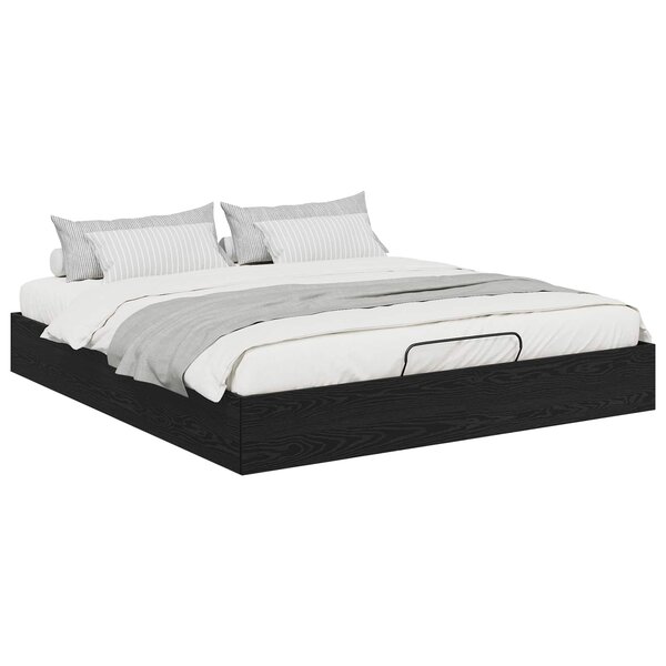 vidaXL Cadre de lit ottoman avec stockage Chêne noir 193 x 120 x 25 cm