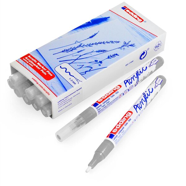 Marqueur Acrylique 5300 Argent Pointe Fine 1-2 mm x 10 EDDING