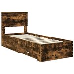 vidaXL Cadre de lit Chêne Fumé et Argent 75 x 190 cm Bois d'ingénierie
