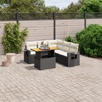 vidaXL Salon de jardin 6 Pièces avec coussins noir résine tressée
