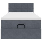 vidaXL Cadre de lit ottoman avec matelas gris foncé 100x200 cm velours