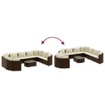 vidaXL Salon de jardin 10 Pièces avec coussins marron résine tressée