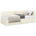 vidaXL Cadre de lit d'angle avec matelas Crème 80 x 200 cm Velours