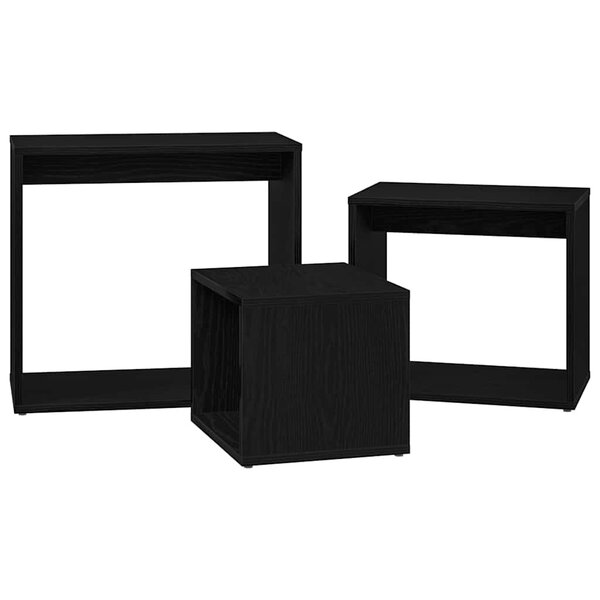 vidaXL Table Gigogne 3 Pièces Chêne noir Bois d'ingénierie