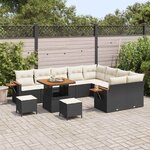 vidaXL Ensemble de canapé de jardin 12 Pièces Noir polyrotin