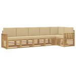 vidaXL Ensemble de canapés d'extérieur 6 Pièces Blanc et Beige