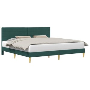 vidaXL Cadre de lit avec tête de lit Vert foncé 200 x 200 cm Tissu
