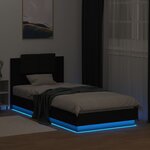 vidaXL Cadre de lit avec tête de lit et lumières LED noir 100x200 cm