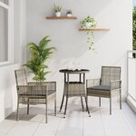 vidaXL Ensemble de salle à manger de jardin 3 pièces en poly rotin gris