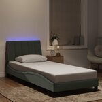 vidaXL Cadre de lit avec LED sans matelas gris clair 90x190 cm velours