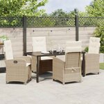 vidaXL Ensemble de salle à manger pour jardin 5 Pièces Beige polyrotin