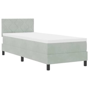 vidaXL Lit à ressort LED avec matelas Gris clair 80 x 200 cm Velours