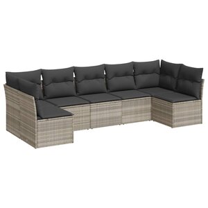 vidaXL Salon de jardin avec coussins 7 Pièces gris clair résine tressée