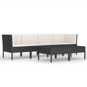 Salon de jardin meuble d'extérieur ensemble de mobilier 6 pièces avec coussins résine tressée noir 02_0016913