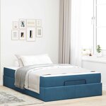 vidaXL Cadre de lit avec matelas avec matelas 2 Pièces Bleu Velours