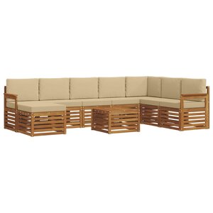 vidaXL Ensemble de canapés d'extérieur 9 Pièces Naturel et Beige