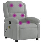 vidaXL Fauteuil inclinable de massage gris clair velours