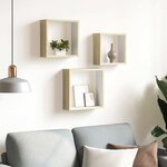 vidaXL Étagères murales sous forme de cube 3 Pièces Blanc et chêne sonoma