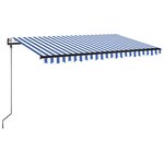vidaXL Auvent automatique capteur de vent LED 450x350 cm Bleu et blanc