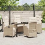 vidaXL Ensemble de salle à manger de jardin de 5 pièces en Rattan Poly Beige