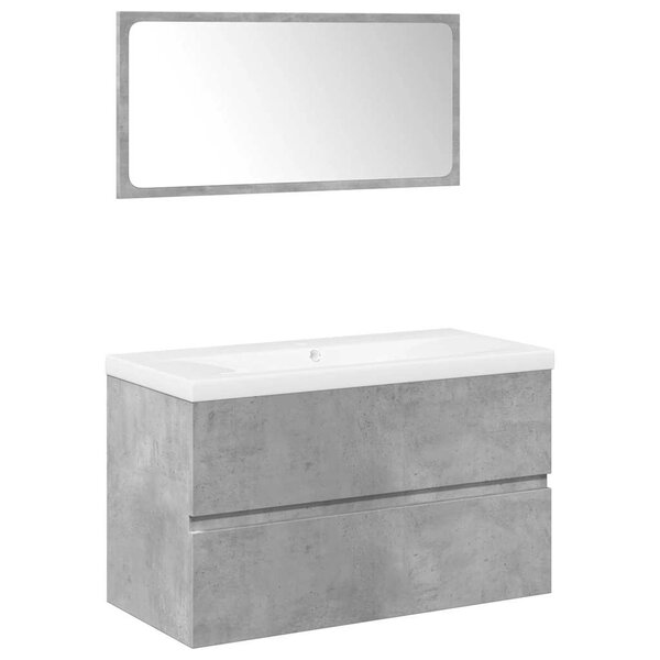vidaXL Ensemble de meubles de salle de bain 3 Pièces gris béton