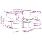 vidaXL Canapé Taupe 215 x 138 x 80 cm tissu