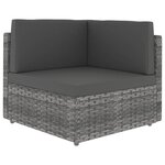 vidaXL Salon de jardin 9 Pièces avec coussins Gris Résine tressée