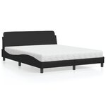 vidaXL Lit avec matelas noir 160x200 cm similicuir