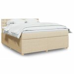 vidaXL Sommier à lattes de lit avec matelas Crème 180x200 cm Tissu