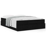 vidaXL Cadre de lit avec stockage Noir 160 x 200 cm tissu