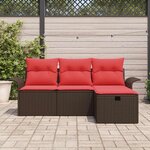 vidaXL Ensemble de canapé de jardin avec coussin 4 Pièces Poly rotin