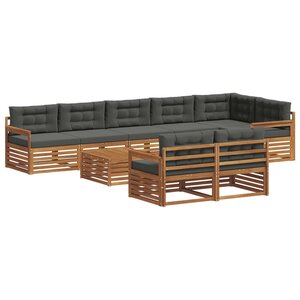 vidaXL Ensemble de canapés d'extérieur 9 pc Naturel et Anthracite