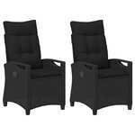 vidaXL Chaise de jardin 2 pc Noir Acier et Polyester
