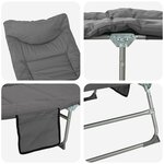 vidaXL Transat pliant avec coussin 2 Pièces Anthracite
